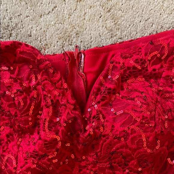 ***NWT*** BISOU BISOU RED SEQUIN OFF THE SHOULDER SHEATH DRESS - Picture 5 of 15